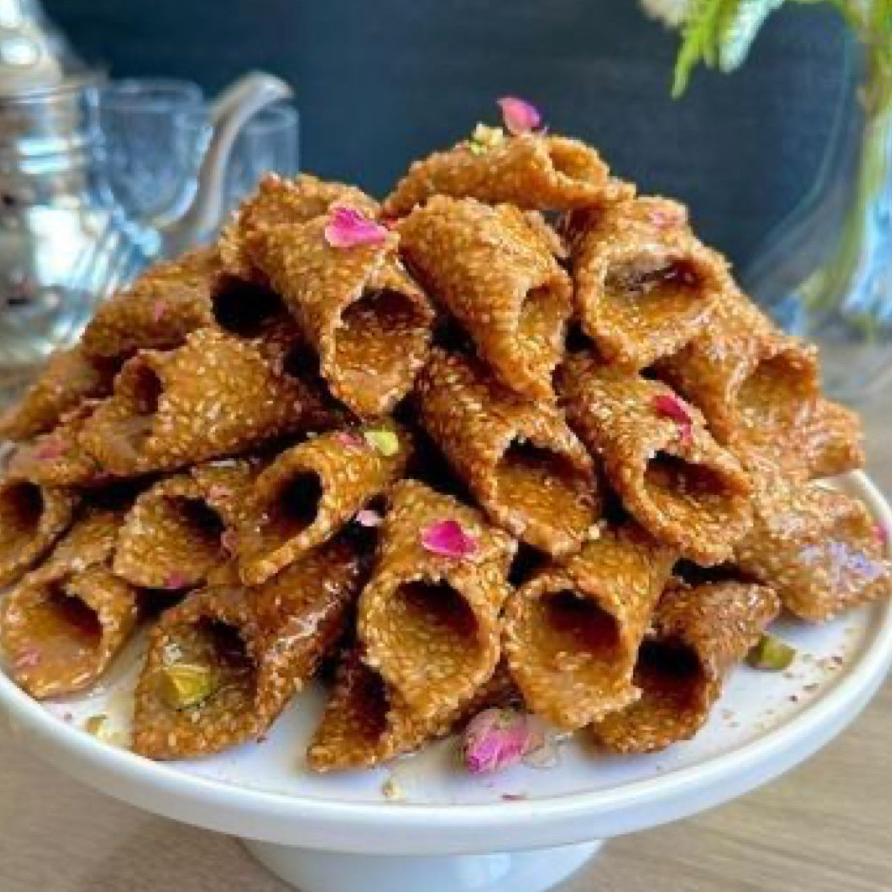Bligha Chebakia (Moroccan Honey Sesame Pastries)