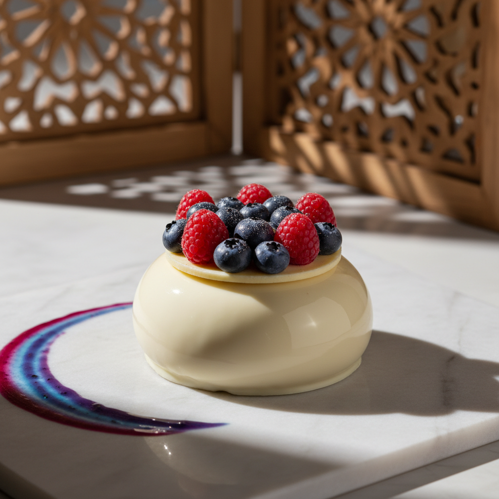 Blueberry Art - Fresh blueberry and raspberry purée coated in white chocolate