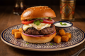 Mini Hamburger - Moroccan-style gourmet mini burger with brioche bun, seasoned beef patty, fresh vegetables and melted cheese